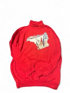 Vintage Red Northern Reflections Winter Ski Resort Turtleneck